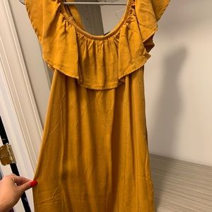 Yellow Off the Shoulder Mini Dress
